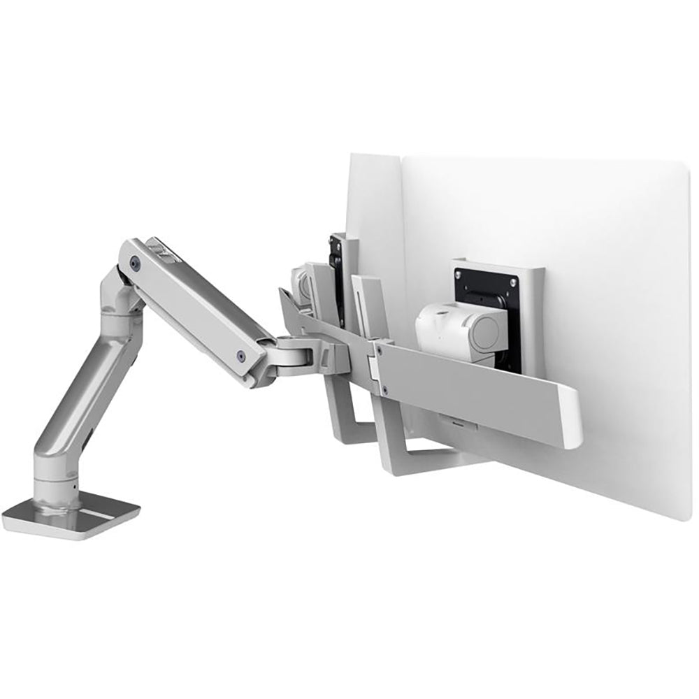 Ergotron HX Desk Dual Monitor Arm - Rear View Polished Aluminum
