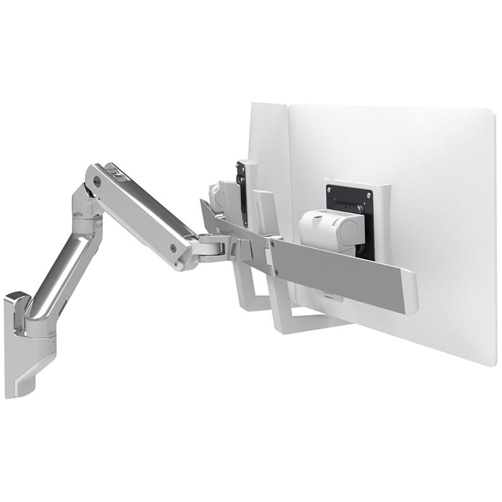 Ergotron HX Wall Dual Monitor Arm - Rear View Polished Aluminum