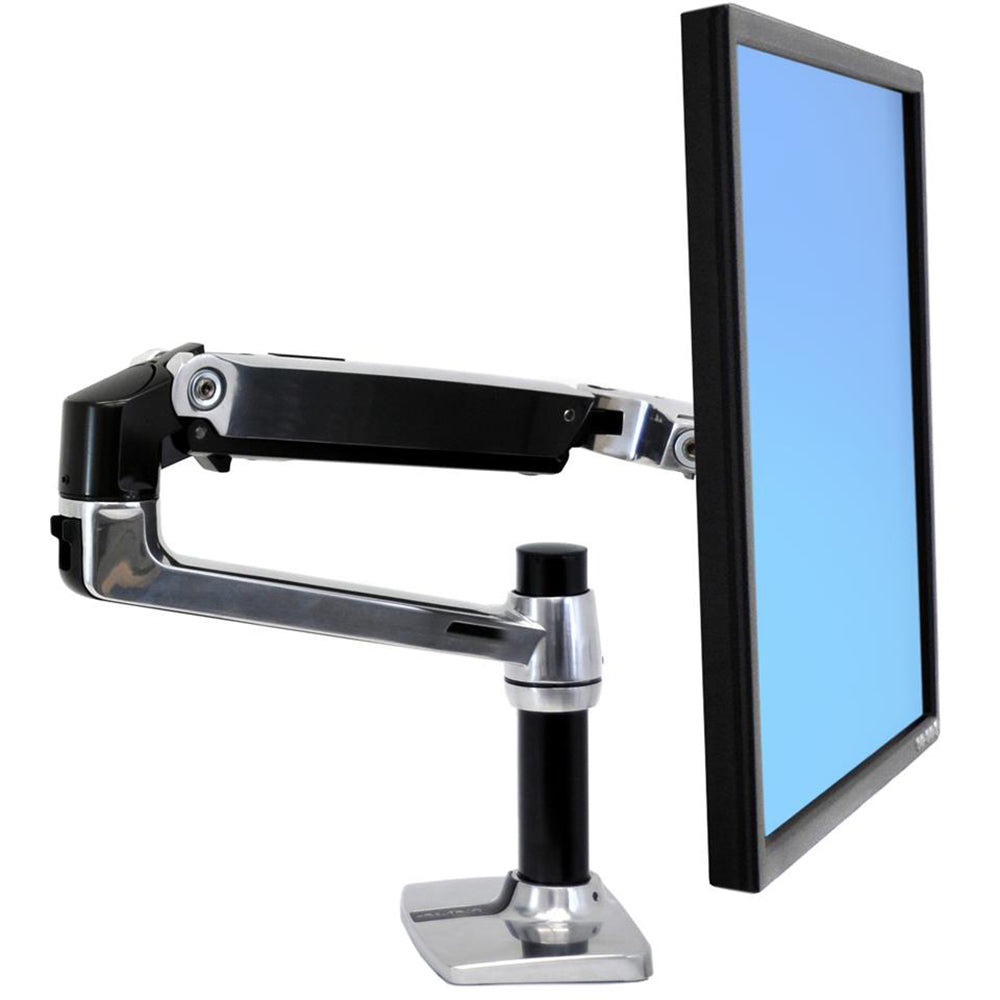 Ergotron LX Desk Monitor Arm - Side View - Polished Aluminum