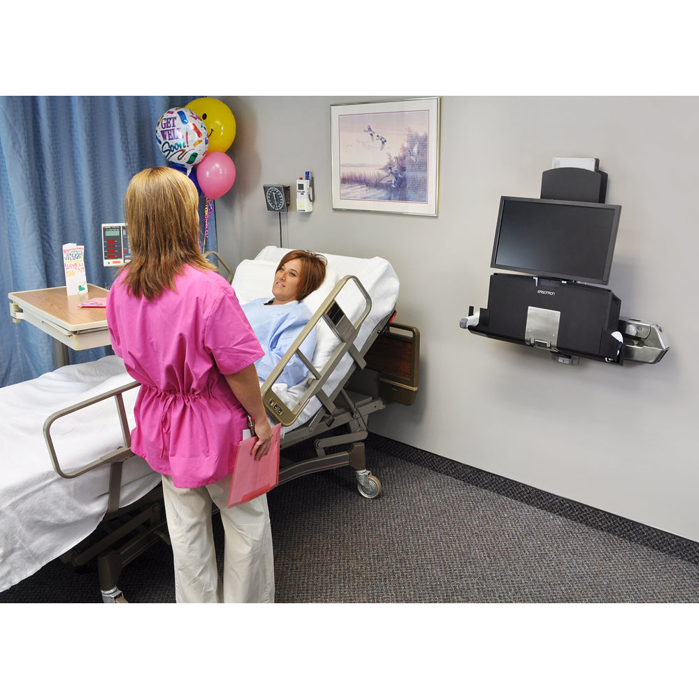 Ergotron StyleView Sit-Stand Combo System with Worksurface - Doctor using