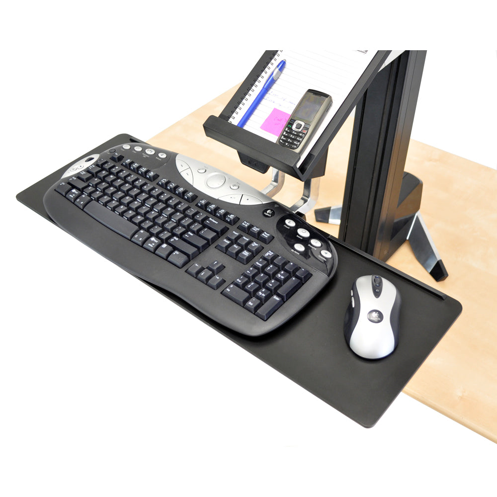 Ergotron Large Keyboard Tray for WorkFit-S being used with a document holder