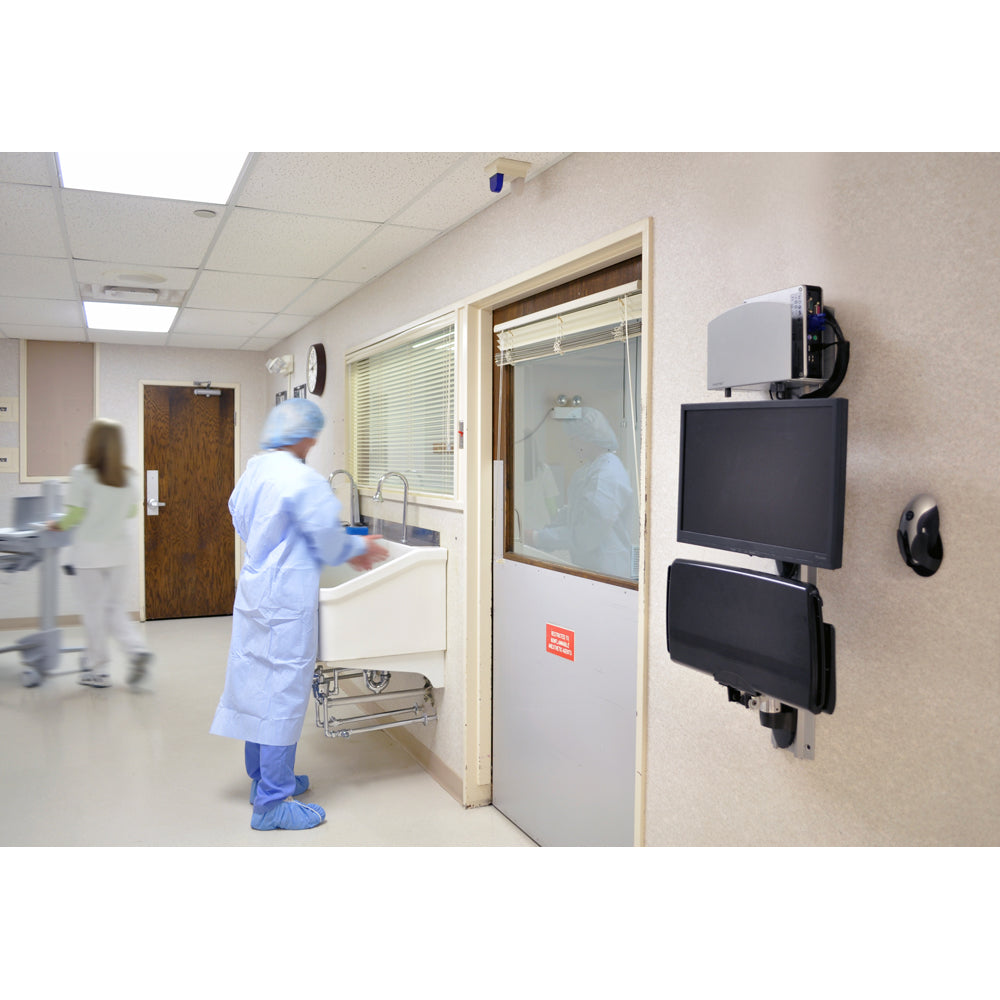 Ergotron LX PC Wall Mount System - Collapsed in Hospital Hallway