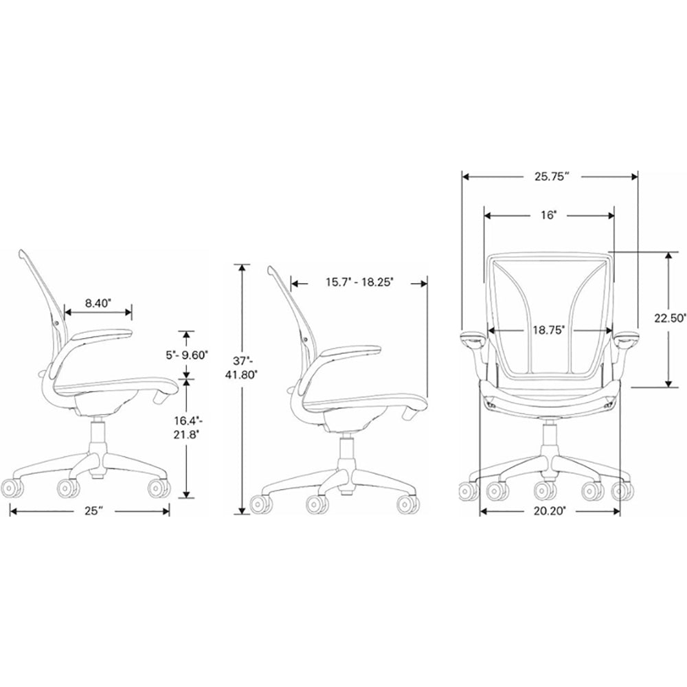 Humanscale Diffrient World - Dimensions
