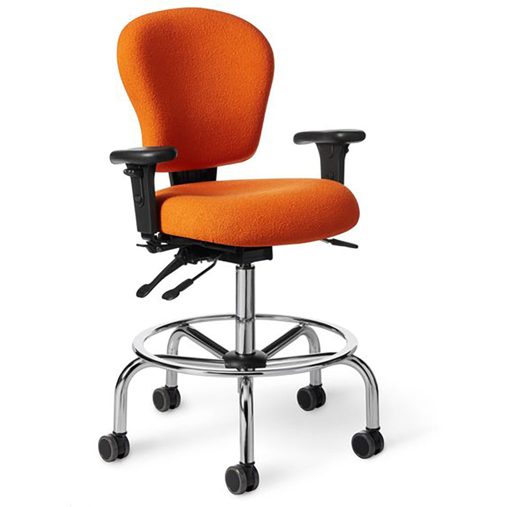 Office Master Classic Lab Stool CLS53 - Angled View - Orange