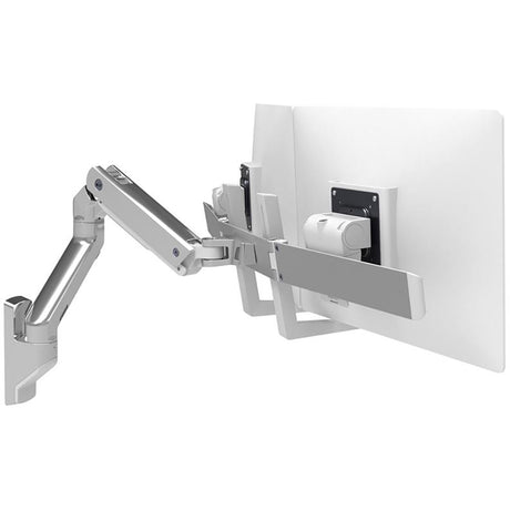 Ergotron HX Wall Dual Monitor Arm - Rear View Polished Aluminum