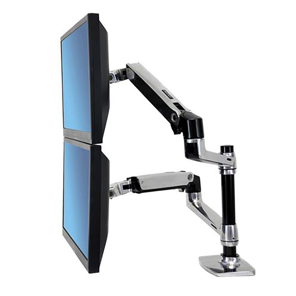 Ergotron LX Dual Stacking Arm - Stacked Polished Aluminum