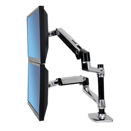 Ergotron LX Dual Stacking Arm - Stacked Polished Aluminum