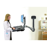 Ergotron StyleView Sit-Stand Combo Arm with Worksurface - In Use Workstation