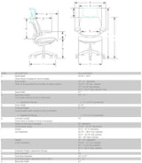 Humanscale Freedom Headrest Task Chair - Dimensions