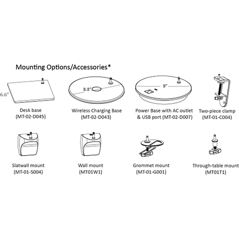 Koncept Focaccia Desk Lamp - Mounting Options