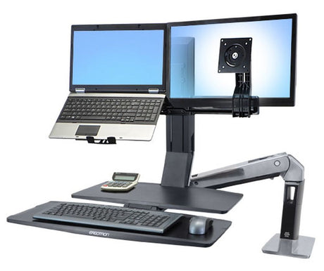 Ergotron WorkFit Convert-to-LCD & Laptop Kit from Dual Displays in use