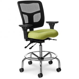 Office Master Yes Mesh Back Stool YS73 - Angled View - Lime Green